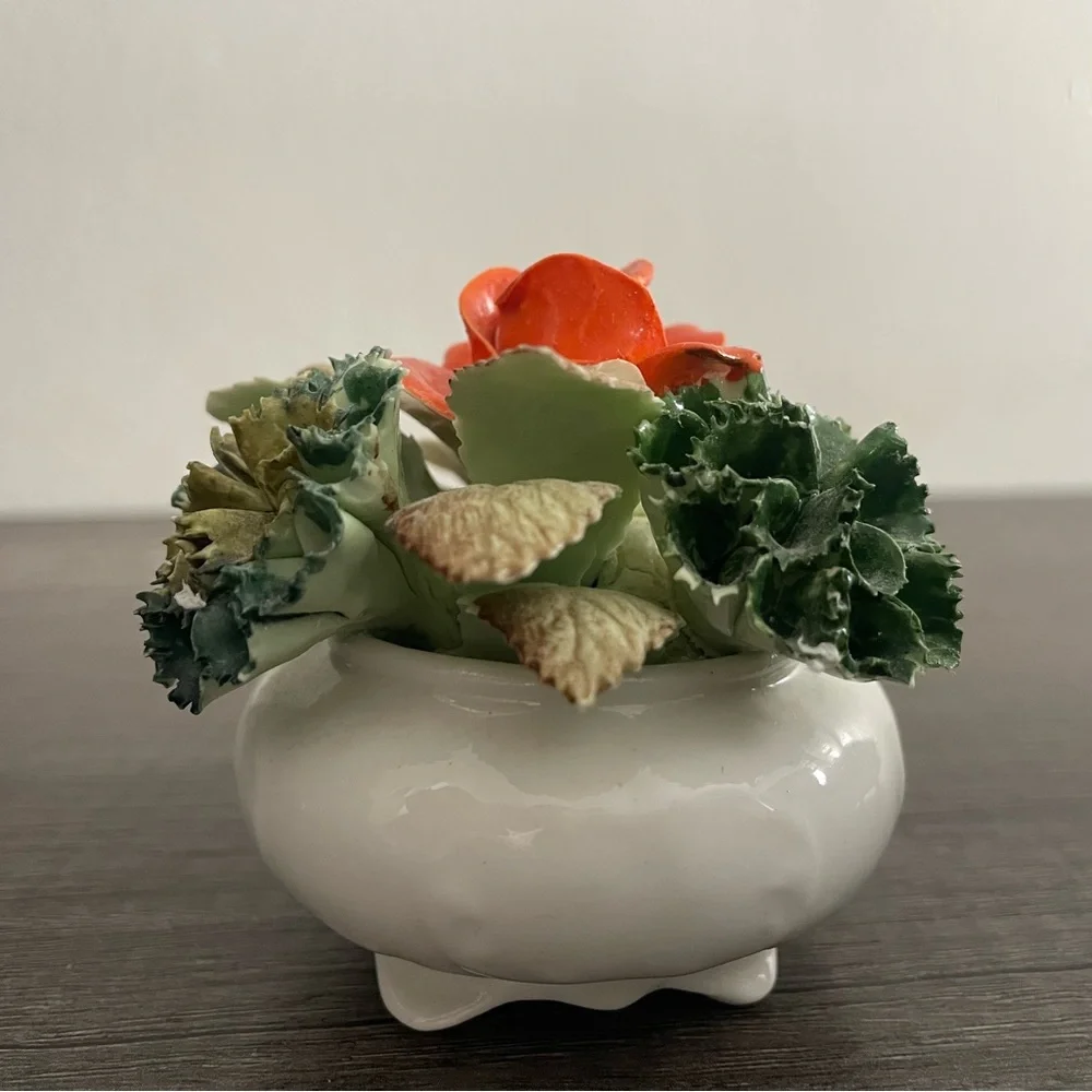 Vibrant Faux Floral Ceramic Accent